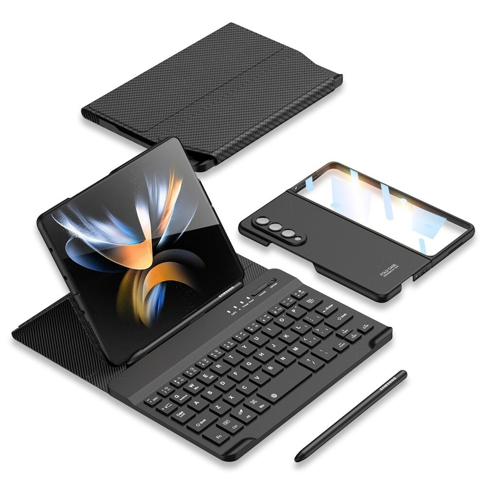 4-in-1 Wireless Keyboard Leather Magnetic Flip Case