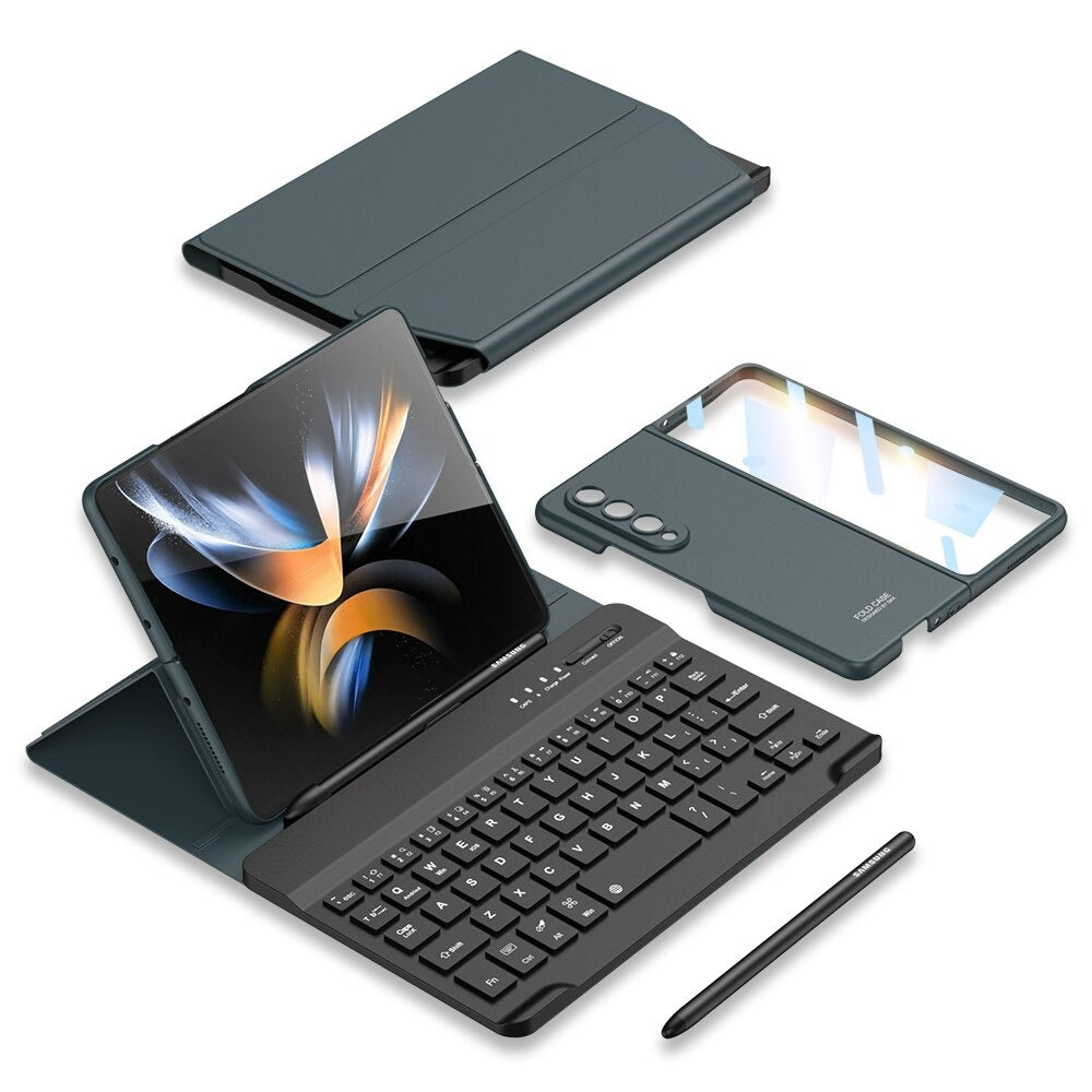4-in-1 Wireless Keyboard Leather Magnetic Flip Case