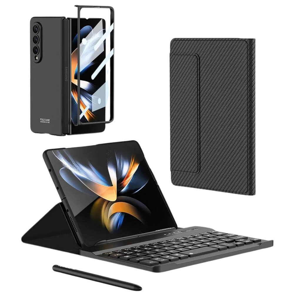 4-in-1 Wireless Keyboard Leather Magnetic Flip Case