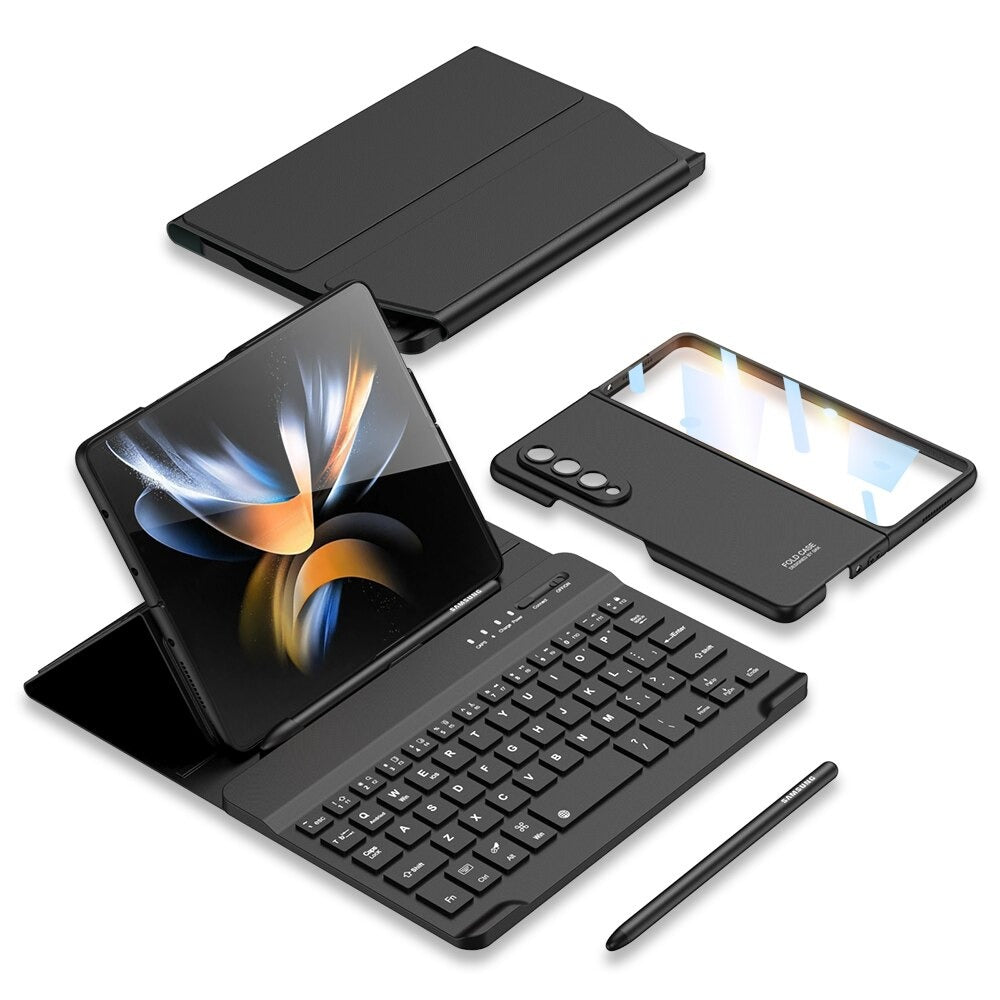 4-in-1 Wireless Keyboard Leather Magnetic Flip Case
